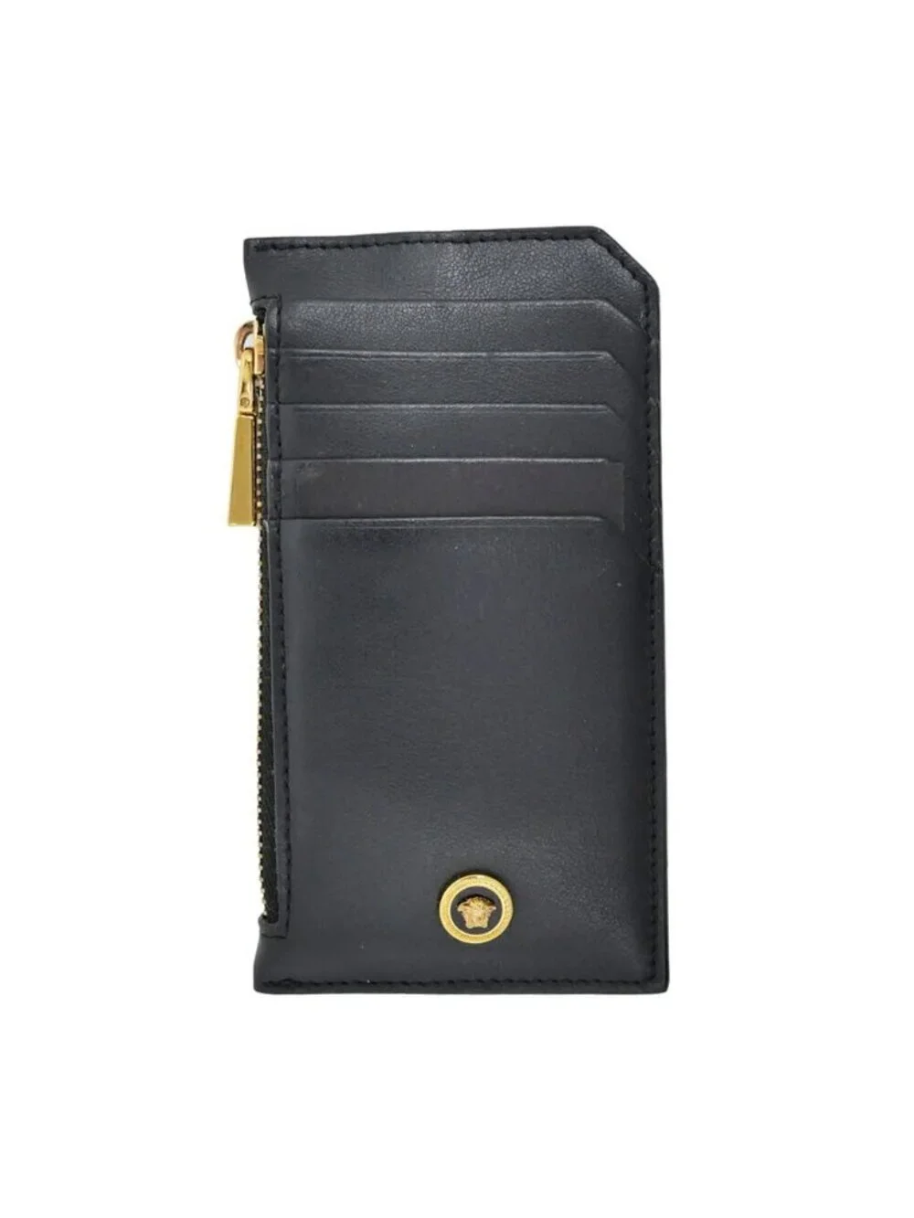 Versace Fragment Case Leather Black Medusa Gold Card